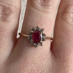 Genuine Vintage Ruby and Diamond Ring